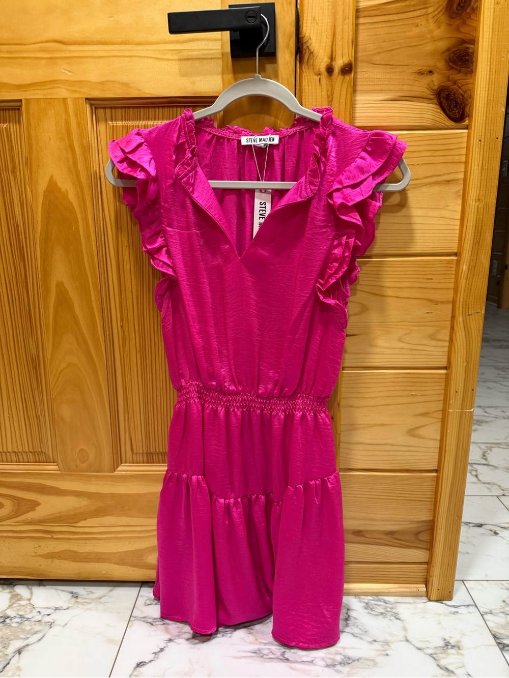 Steve Madden Women’s Fuchsia Ruffle Tiered Dress